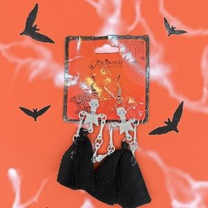 Princess White and Black Skeleton Tassel Earrings